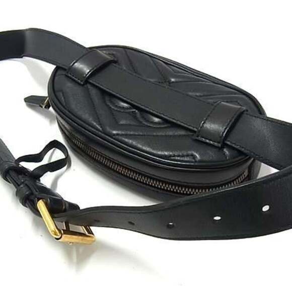 GUCCI Black Leather GG Marmont Shoulder Bag - Picture 5 of 9